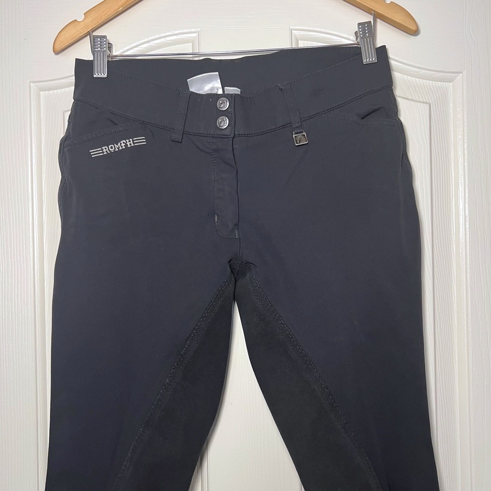 Romfh Womens Black Full Seat Equestrian Riding Breeches Pants Size 28